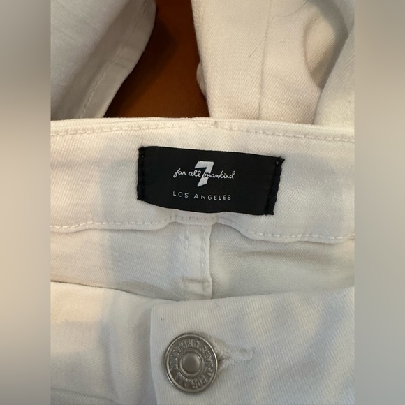 7 For All Mankind Women's Straight Leg White Jeans - Picture 3 of 4